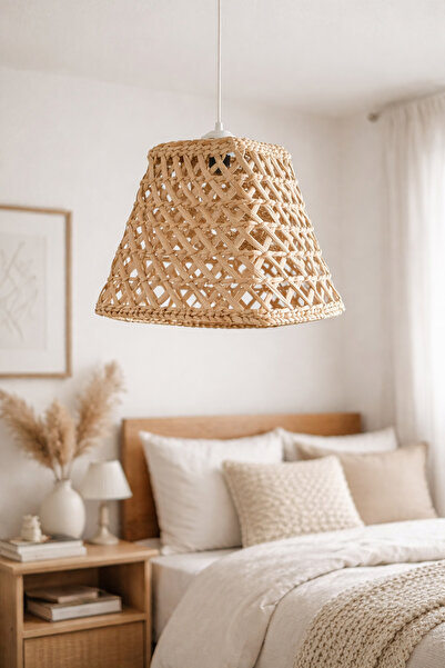 afralya home Modern Hasır Bohem Sarkıt Avize Salon Mutfak Oda Hol Hasır Bambu...