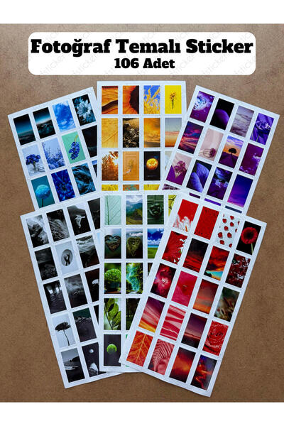 hdsticker 6'lı Renkli Fotoğraf Temalı Sticker Seti 120 Adet Planner Ajanda La...