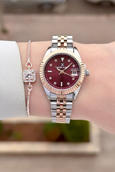 Daniel Klein Kadranı Bordo Kordonu Bakır Silver Renk 24 Ay Garantili 28 Mm Ka...