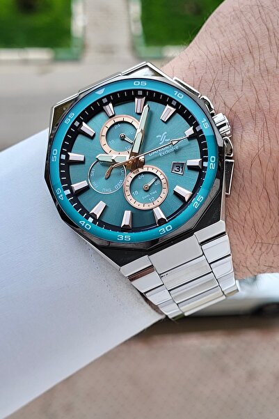 Daniel Klein Dial Turquoise Strap Silver Color 43.5 mm Men's Wristwatch