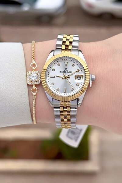 Daniel Klein Sarı Silver Renk 24 Ay Garantili 28 mm Kadın Kol Saati