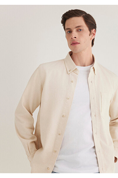 Mavi Cămașă din denim clasică Jayden, ecru, croială normală 0211065-89293