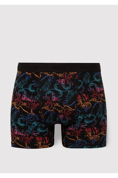 Mavi  Baskılı Siyah Boxer 0911374-900