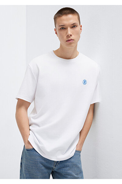 Mavi Seal Logo Embroidered White T-Shirt Loose Fit / Loosely Comfortable Cut ...