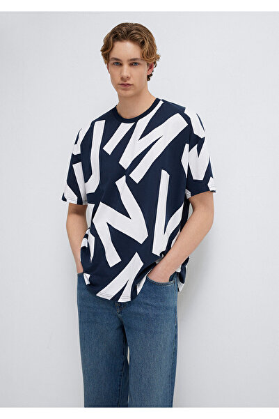 Mavi MVJNS Bedrucktes T-Shirt in Marineblau, Übergröße / Weite Passform 06102...