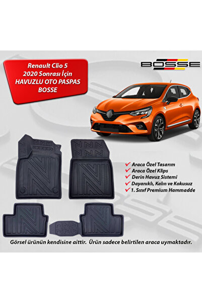 BOSSE Renault Clio 5 Paspas Araca Özel 2020 Sonrası 3D Havuzlu Oto Paspas