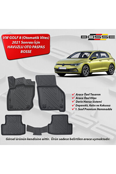 BOSSE VW Golf 8 Paspas Araca Özel Otomatik E-Tsi 2021 Sonrası 3D Havuzlu Oto ...