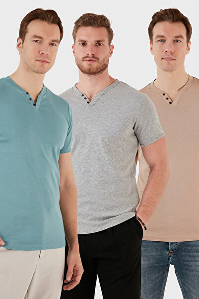 Buratti Βαμβακερό μπλουζάκι με λεπτομέρεια με κουμπιά, κανονική εφαρμογή, λαι...