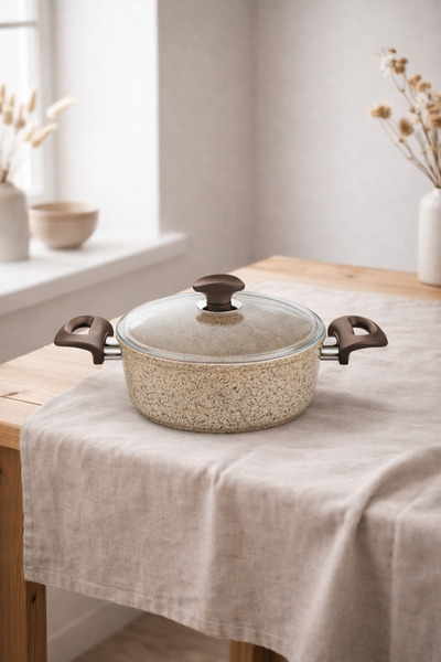 FALEZ Creamy Granit Derin Tencere 18 Cm