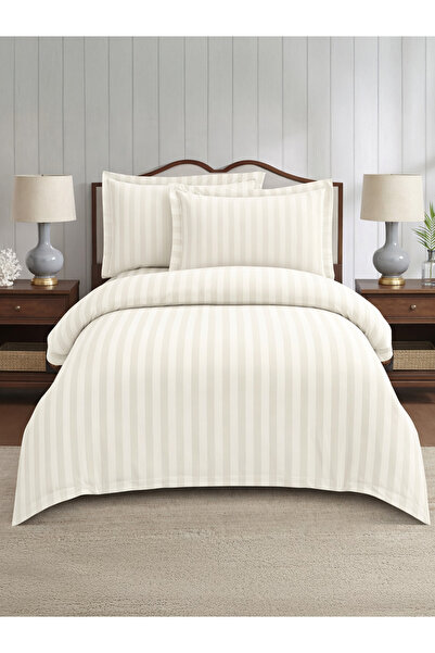 Donetella 4-Piece Hotel Striped Duvet Cover Set, Queen Size 200x230 cm, Micro...