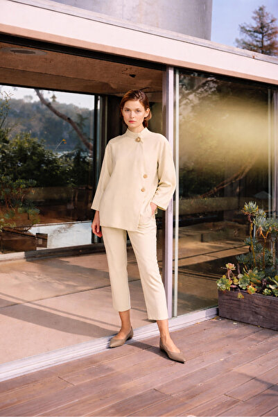 Touché Privé Asymmetric Button Detail Pants Suit