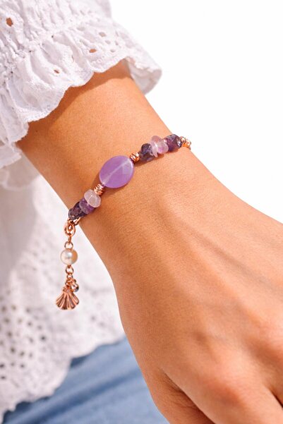 maycollection Purple Amethyst and Special Cut Ceyt Natural Stone Pearl Design...