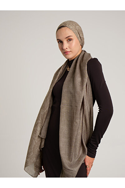 Ayshara Nakkaşhâne Με μονογραμματικό σχέδιο Διπλής όψης Σάλι - Σκούρο Βιζόν