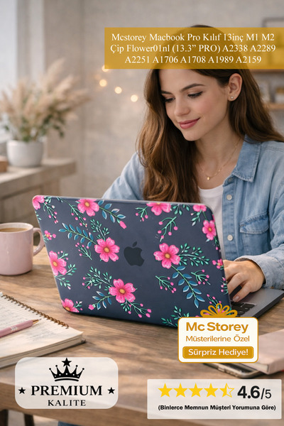 Mcstorey Macbook Pro Kılıf Uyumlu 13inç M1 M2 Çip Flower01nl (13.3" PRO) A233...