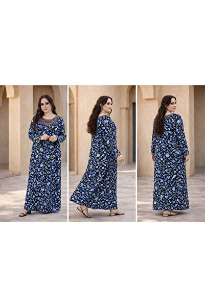 LINELLE Ladies Rayon Jalabiya Dress- Printed Maxi Dresses with Full Sleeves a...