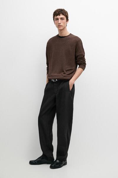 Massimo Dutti Barrel fit linen trousers