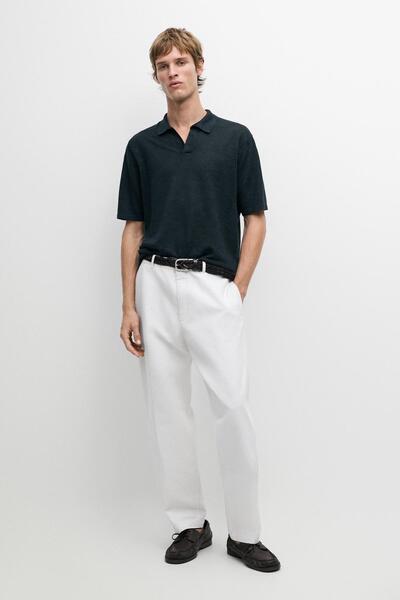 Massimo Dutti Keten V yaka polo yaka kazak