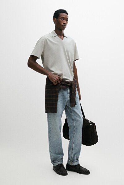 Massimo Dutti Pamuklu V yaka polo t-shirt