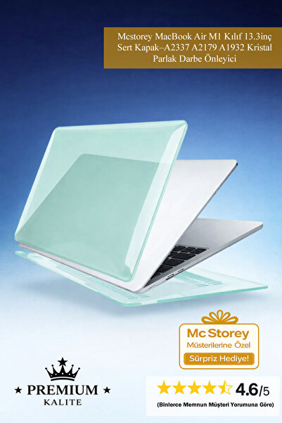 Mcstorey MacBook Air M1 Kılıf 13.3inç Sert Kapak–A2337 A2179 A1932 Kristal Pa...