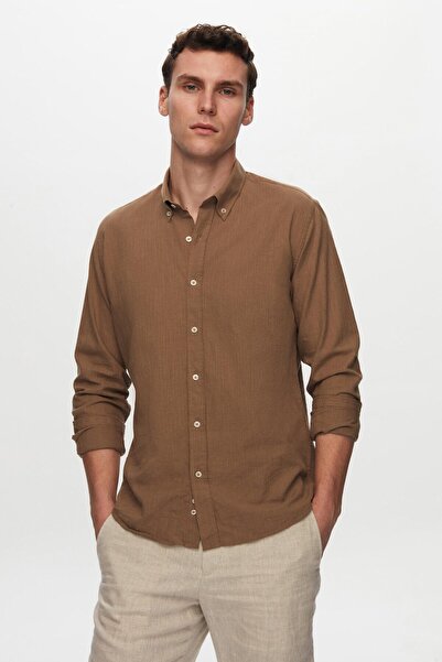 D'S Damat Πουκάμισο Ds Damat Slim Fit με κουμπιά και γιακά, 100% βαμβακερό, κ...