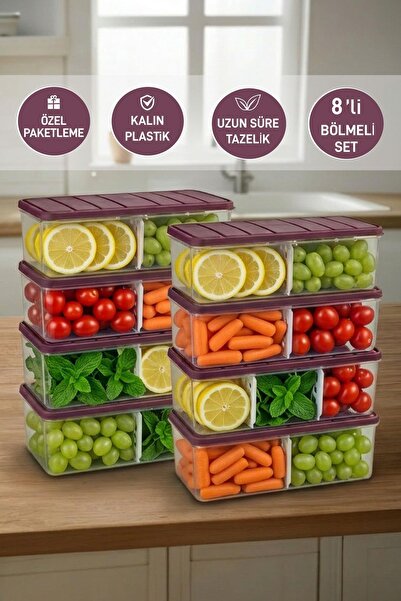SELKA HOME 8 Pieces 2 Lt. Nora Compartmentalized Organizer Refrigerator Freez...