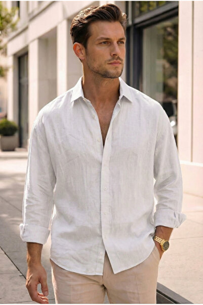 Mero Life Ανδρικό πουκάμισο με μανίκια από ύφασμα μουσελίνας Premium που αναπ...
