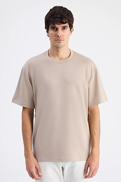 D'S Damat Μπλουζάκι Ds Damat Comfort σε μπεζ χρώμα με λαιμόκοψη ποδηλάτου