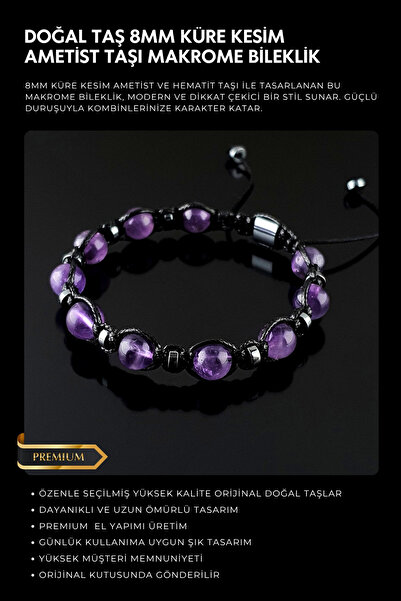 Seven Art Jewelry سوار من الحجر الطبيعي، حجر الجمشت والهيماتيت، قابل للتعديل،...