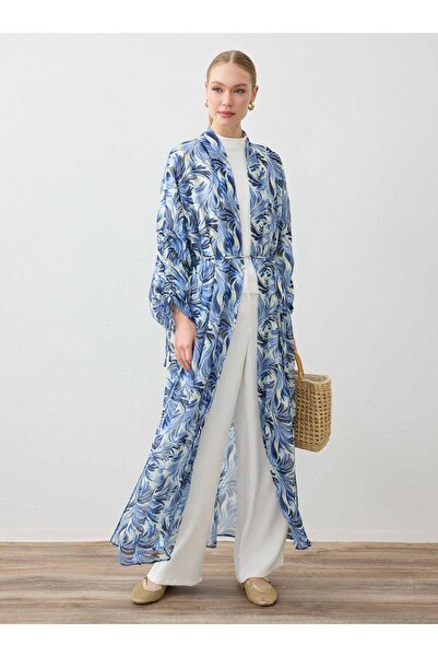 Refka Τυπωμένο σιφόν κιμονό - Μπλε μοτίβο-