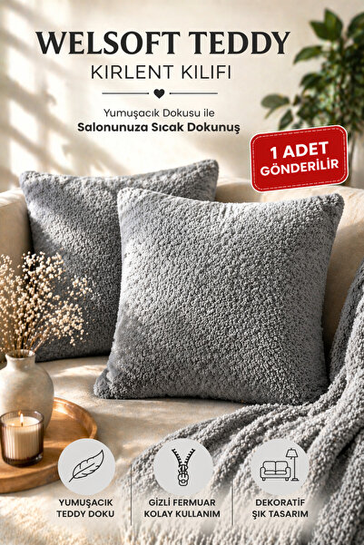 argehome Κάλυμμα μαξιλαριού Welsoft Teddy 43x43 Διπλής Όψης Μαλακό Λούτρινο Μ...
