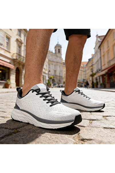Tmall Pantofi sport de barbati,Piele ecologica,1257,Alb cu Gri