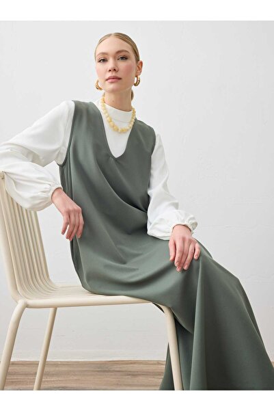 Refka Φόρεμα Τσόκορε με Χοντρό Λουράκι και Λεπτομέρεια Τσέπης - Χακί -