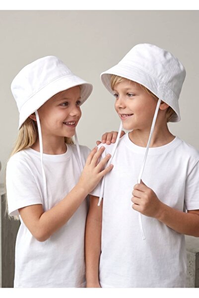 Ozmoz By Mukadder Özden 100% Cotton White Summer Unisex Children's Bucket Hat