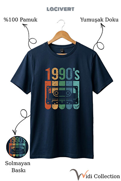 WİDİ Vintage ρετρό εμπριμέ κασέτα της δεκαετίας του 1990 100% βαμβακερή κανον...