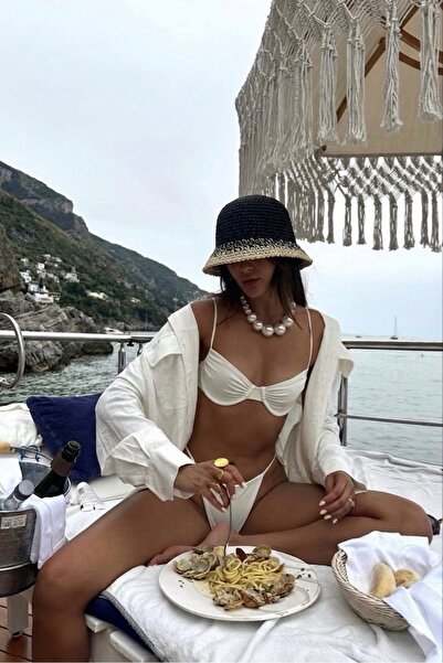 keisy Χειροποίητο Πλεκτό Ψάθινο Καπέλο Premium Μαύρο Κουβά