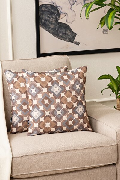 Brown-mink-oil Blue Mix Single Linen Woven Cushion Cover , Decorative Cushion