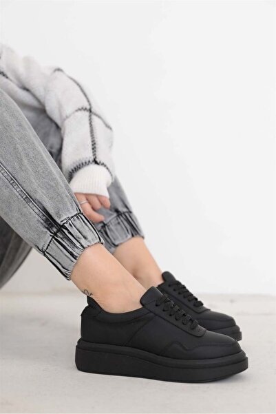 NILUFARR Jora Siyah Hakiki Deri Kadın Sneaker
