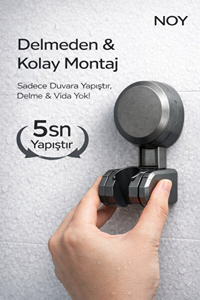 NOY Duş Başlığı Tutucu Yapışkanlı Su Geçirmez Ayarlanabilir Banyo Duvar Aparatı