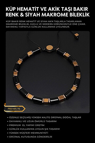 Seven Art Jewelry سوار من الحجر الطبيعي، سوار من الهيماتيت والعقيق، سوار رجال...