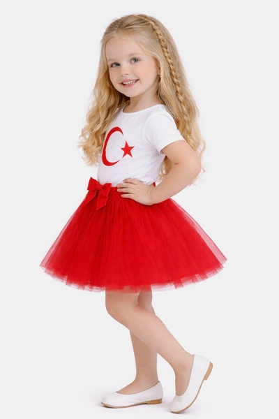 Ceylin Fashion Girl's 29 October - 23 April Moon Star T-Shirt and Dream Tulle Tutu Skirt Two-Piece Set Cf-26042