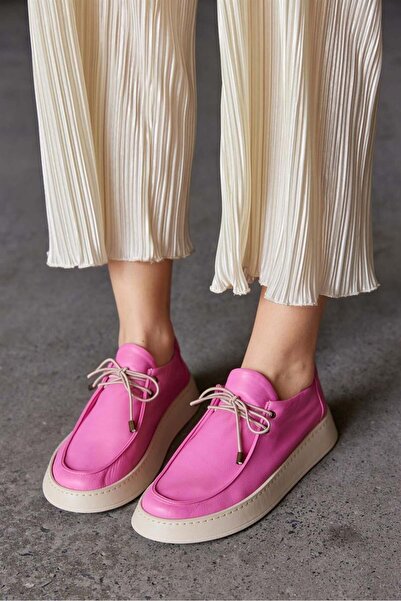 NILUFARR Lovely Pembe Hakiki Deri Kadın Sneaker