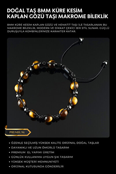 Seven Art Jewelry سوار من الحجر الطبيعي، سوار من عين النمر والهيماتيت، سوار م...