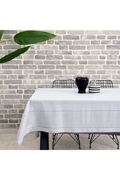 Gri linen keten kumaş masa örtüsü