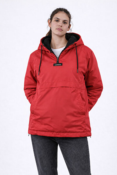 OHM OHEPMODA Ανδρικό κόκκινο αδιάβροχο παλτό - λεπτή εφαρμογή και εσωτερική γ...