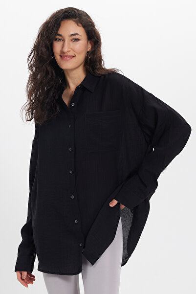 Tudors Γυναικείο μακρυμάνικο πουκάμισο oversized Relaxed Fit, μονόχρωμο, σετ ...