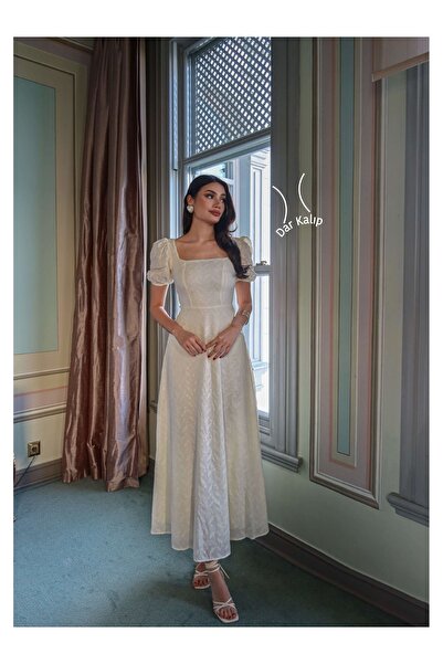 ESRAHELVACI Φόρεμα με μανίκια μπαλόνια Μπροντερί τεμαχίων