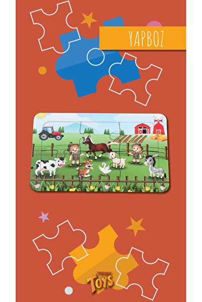 Trendy Toys Ahşap Puzzle Ilk Yapbozum 3 Adet 6 Parçalı 18x11cm