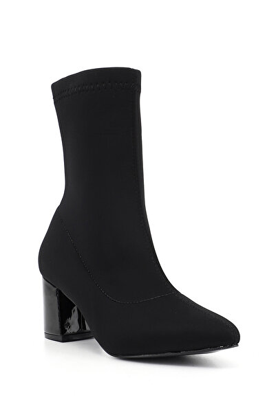 GÖNDERİ(R) Γυναικείες μπότες με χοντρό τακούνι με μυτερή μύτη, μαύρες ελαστικ...