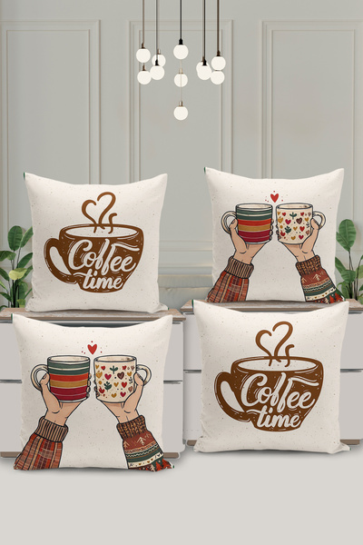 Filamente Σετ 4 καλύμματα μαξιλαριών διπλής όψης με ψηφιακή εκτύπωση - Ώρα Τσ...
