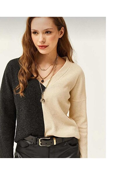 Pasaklı Giyim Γυναικείο Ανθρακί Μαύρο Βιζόν Μακρυμάνικο Πουλόβερ με λαιμόκοψη...